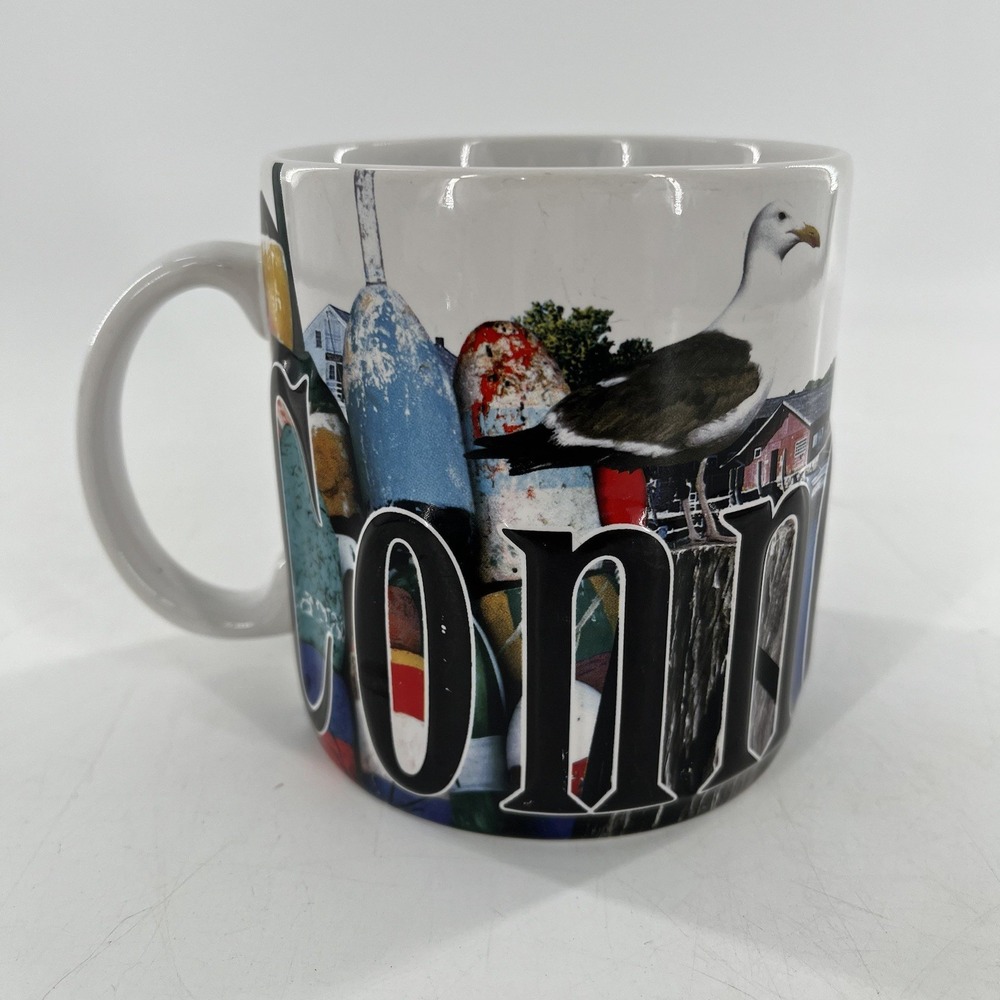 Connecticut Coffee Mug Emboss 3D Coast Lobster Mystic Seaport‎ Americaware 18 oz